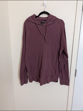 Prana Knit Hooded Sweatshirt Size XL BURGUNDY Long Sleeve Outdoor Pullover